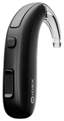 A behind-the-ear hearing aid with a clear ear hook