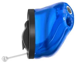 A custom in-the-ear hearing aid, shaped to fit one ear