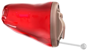 An invisible-in-canal hearing aid, the smallest type made